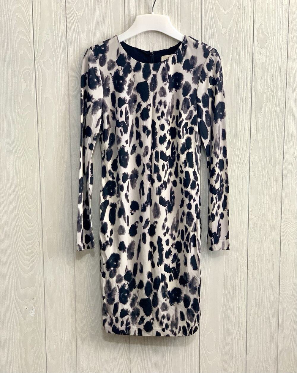 Nicole Miller Artelier Gray Black Animal Print Dress Small